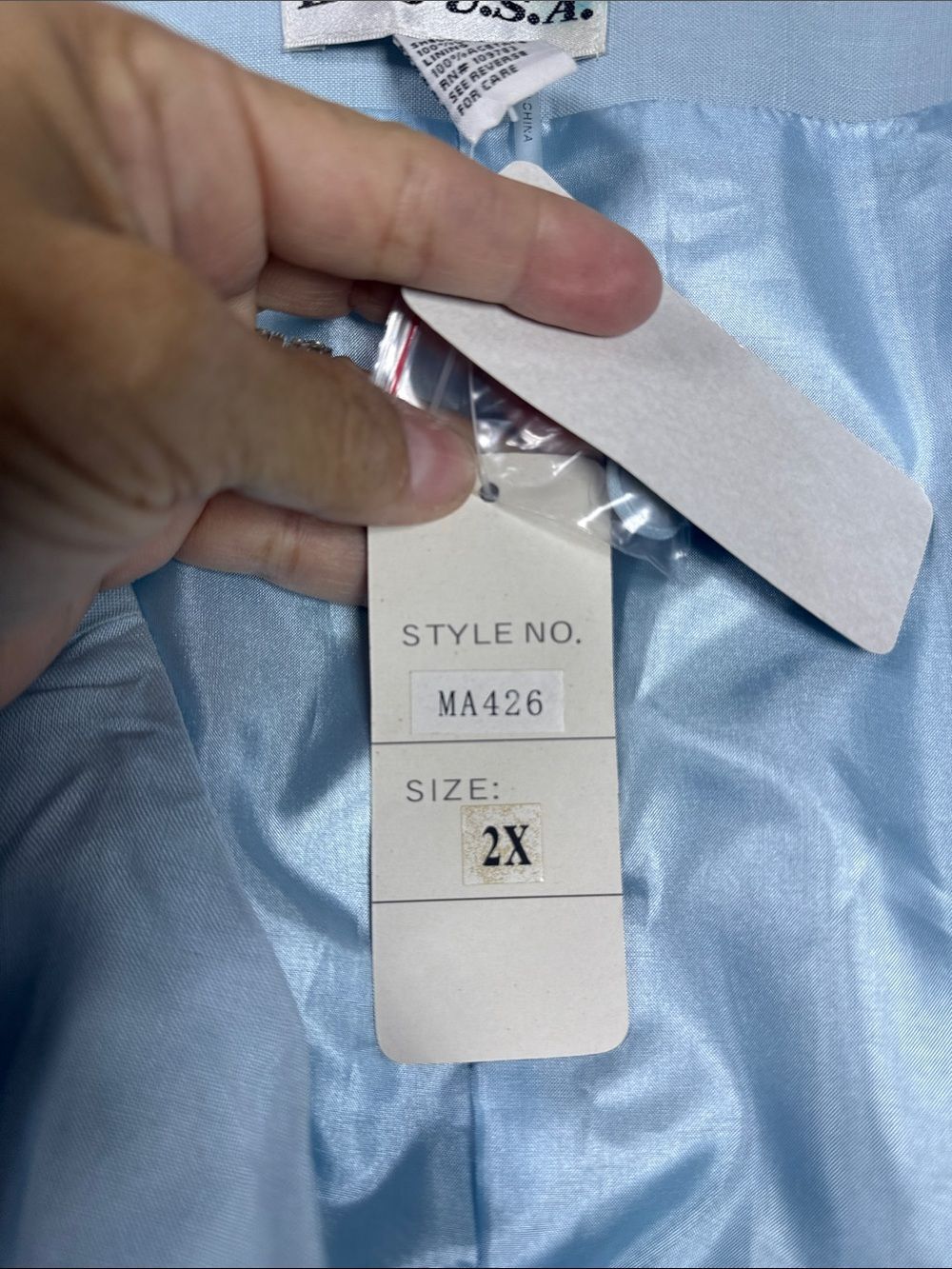 (N5)NWT LINO USA, Vintage Maxi Skirt, A-Line,100% Linen,Size 2X,Light Blue Women - Picture 9 of 12